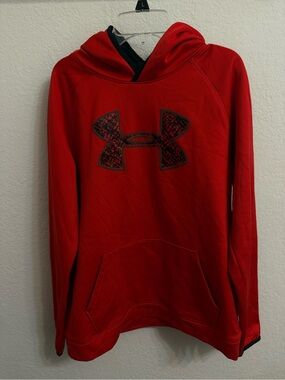 Under Armour Red Hoodie with Black Patterned Logo